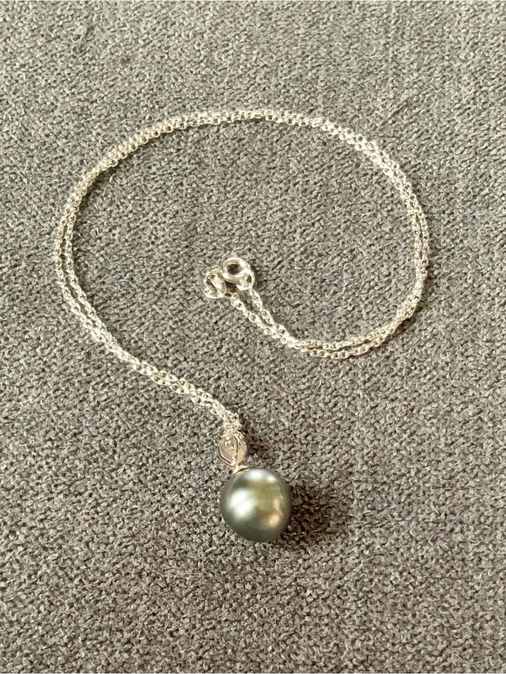 Genuine Circled Tahitian Black Pearl 925 Sterling Silver Necklace Minimalist JTV